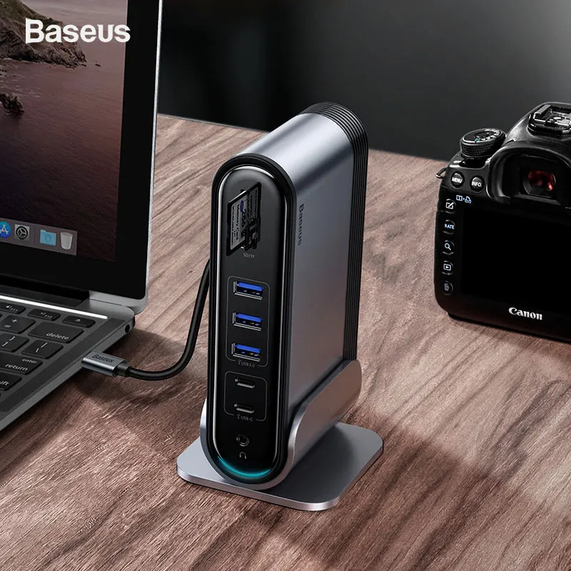 Baseus USB C концентратор type C к мульти HDMI USB 3,0 с адаптером питания док-станция для MacBook Pro RJ45 OTG usb-хаб