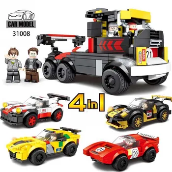 

2020 New Sports Car Toy Building Block 4 in 1 Model Bricks Creator Pull Back Car Boy Creative Assembly Toy Lego compatible