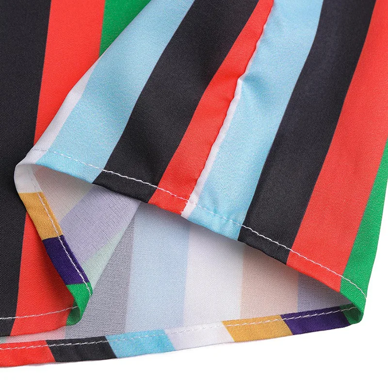 Летняя рубашка в радужную полоску с коротким рукавом для родителей и детей