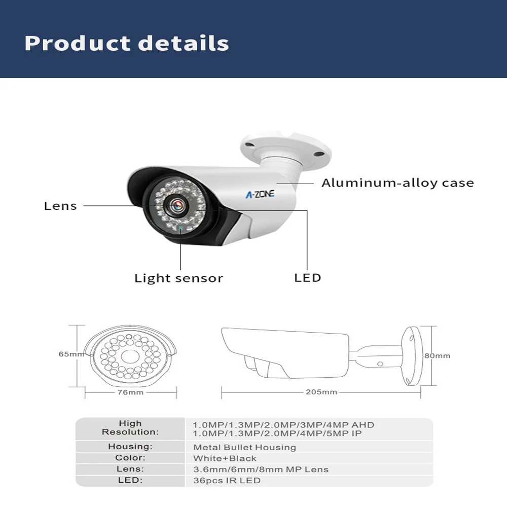 Камера Наружного видеонаблюдения водонепроницаемая инфракрасная аналоговая 5 0