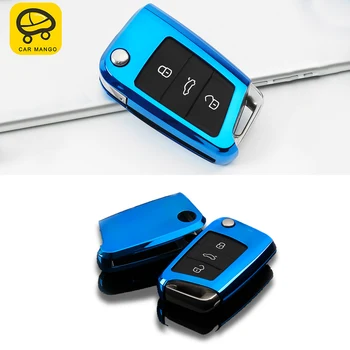 

CARMANGO for Volkswagen VW Atlas 2017-2019 T-ROC 2018 Car Special Accessories TPU Electroplating Key Cover Cap Key Case