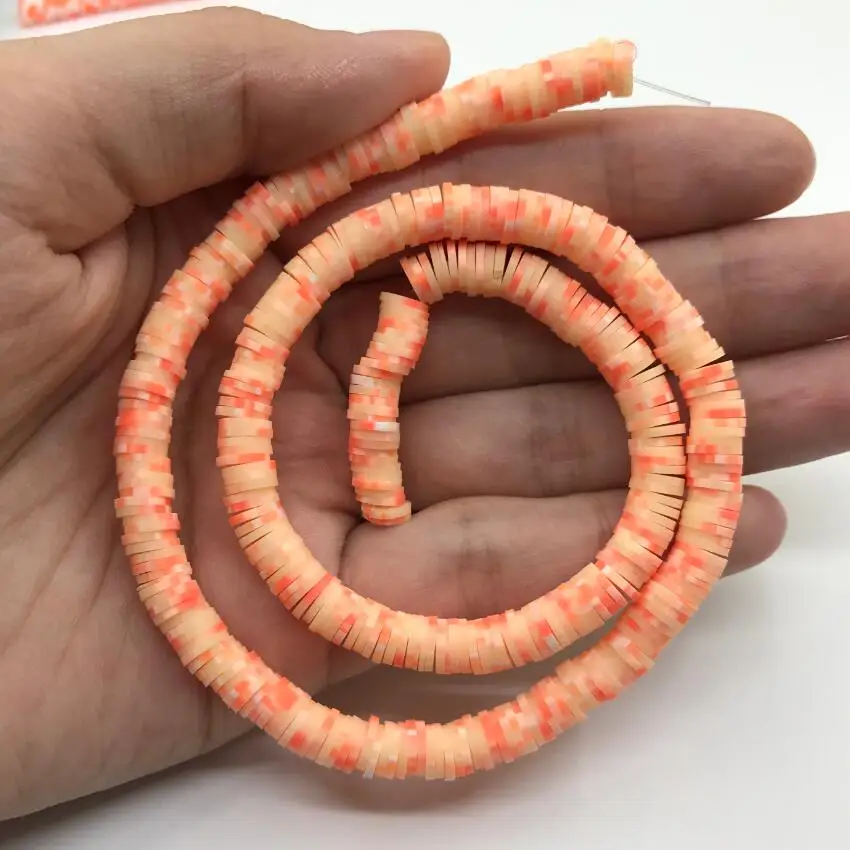 10strand/lot Orange Series Polymer Clay Rondelle Beads Wholesale,Vinyl Disc Heishi Tiny Spacers Loose Beads,DIY Jewelry Making
