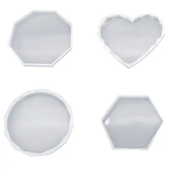 

4 Pcs/set DIY Making UV Resin Crystal Epoxy Molds Handmade Coaster Mold Octagonal Hexagon Shape Cup Pad Mould