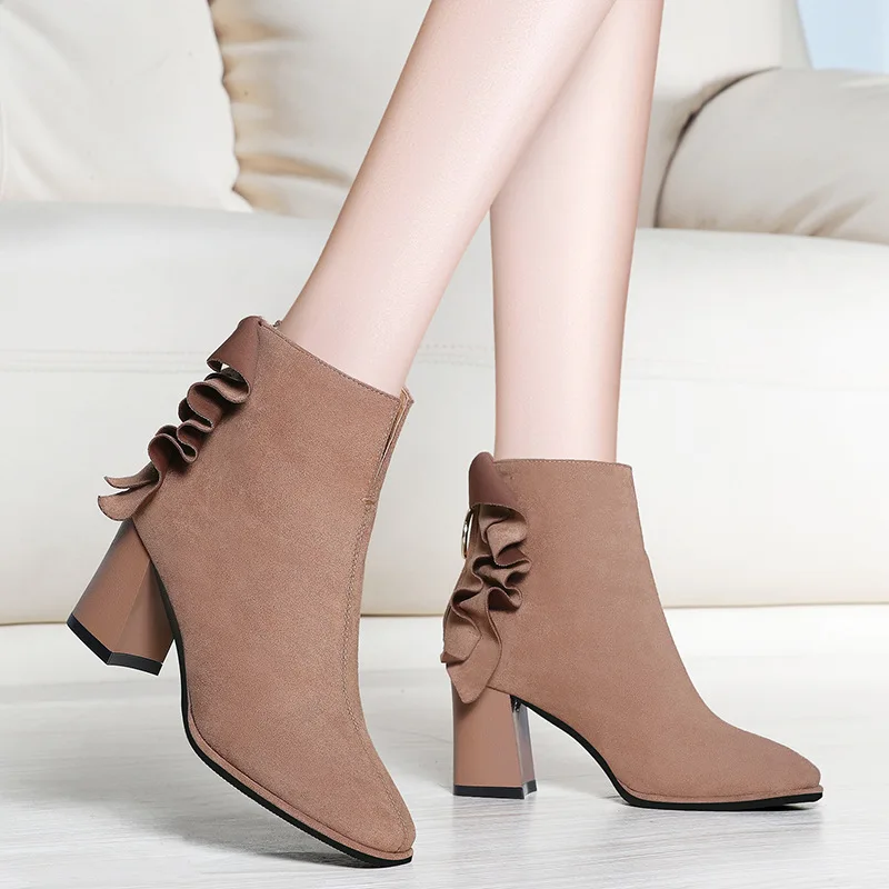 

Chunky High Heel Boots Ann Martin Boots Women's plus Velvet 2019 Autumn And Winter New Style Boots Women's Boots