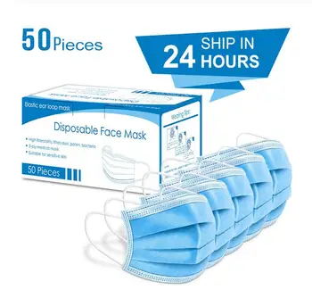 

100pcs Fast 1day antivirus Mouth masks 3 Layer Anti-Dust Disposable face Mask prevent Anti-Pollution virus Safe protective masks