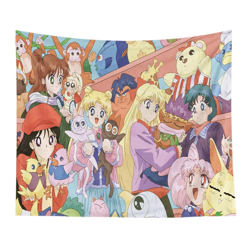 Anime Sailor Moon Cat Girl Tapestry Wall Hanging Decor Retro Printed Home Decor Hanging Living Printing Wall Tapestry - Цвет: Style 12