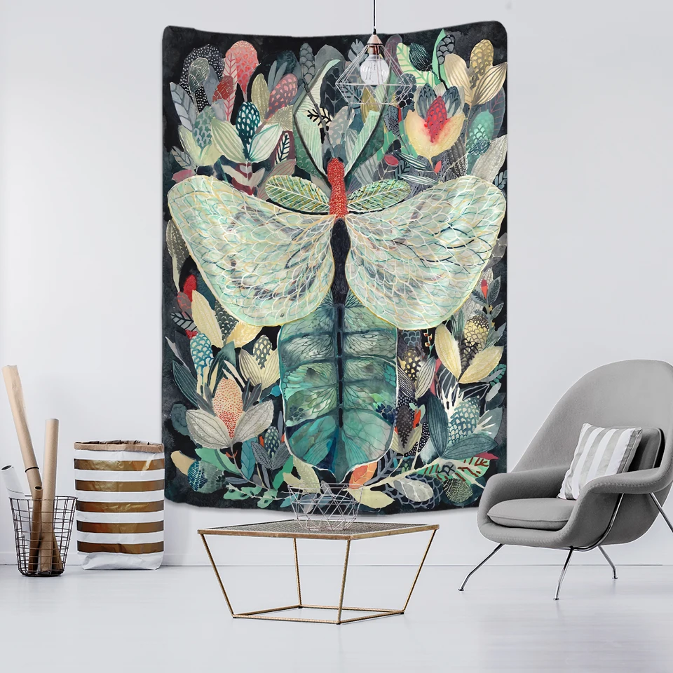 Butterfly Mushroom Tapestry Wall Hanging Colorful Bohemian Hippie TAPIZ Psychedelic Witchcraft Simple Art Room Home Decor