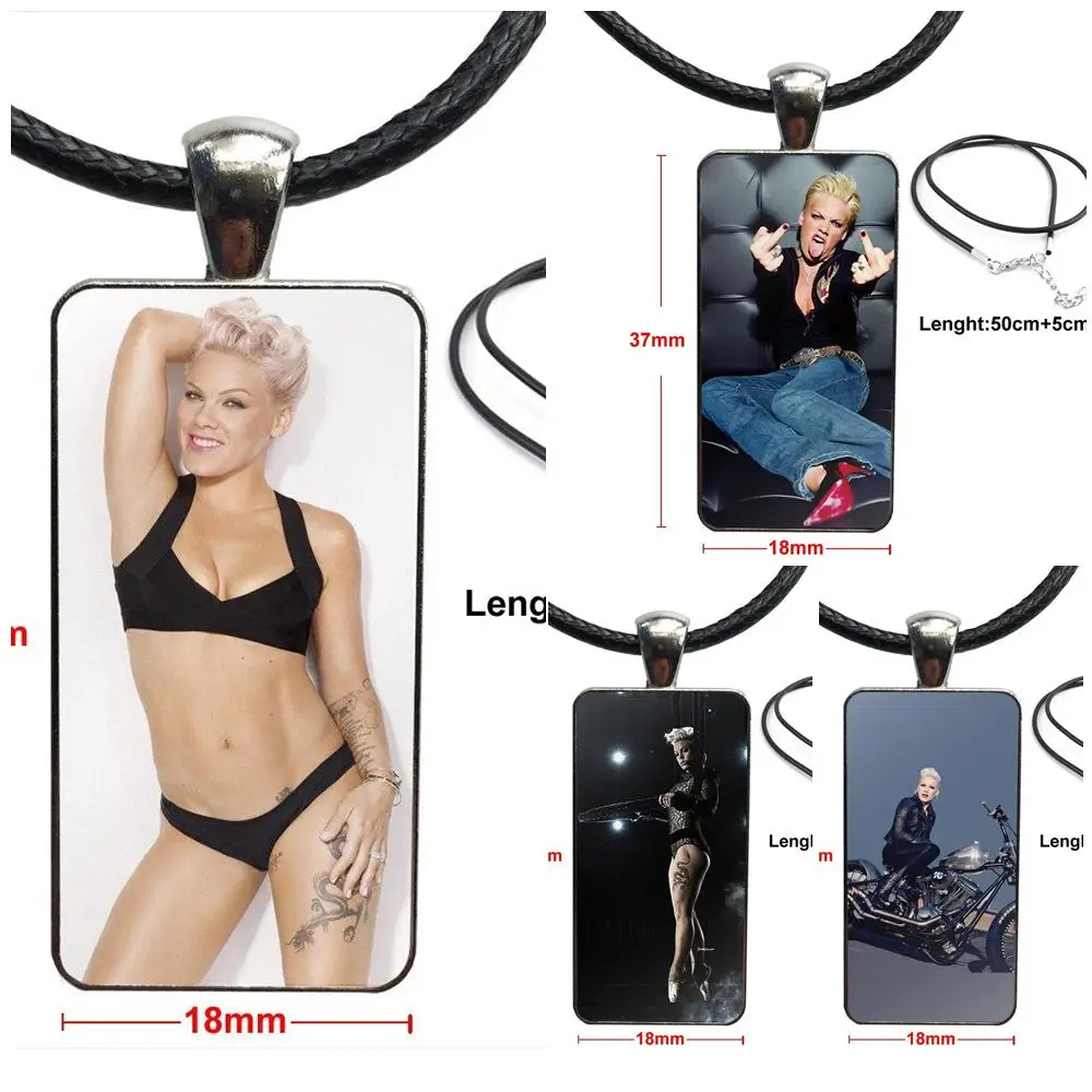Розовый P!nk горячей певец для женщин дети ожерелье со стальным покрытием стекло