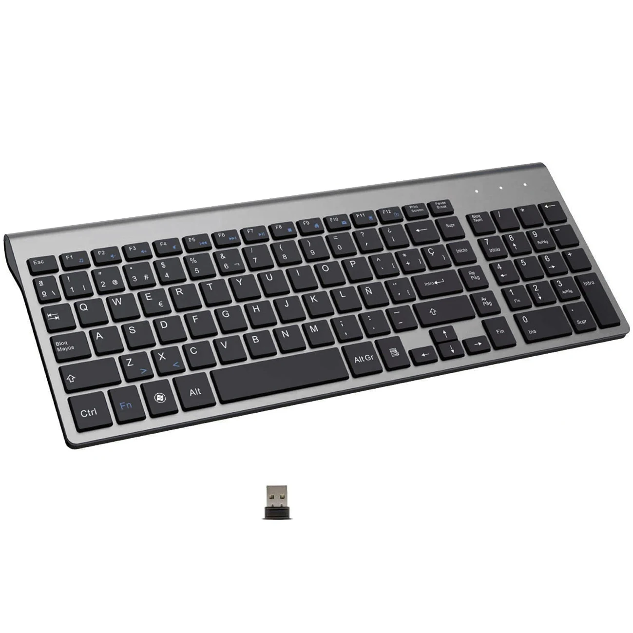 Teclado Multimídia de Baixo Ruído Teclado sem Fio para Windows 10 Android tv Box 101 Teclas Layout Espanhol Alta Qualidade 2.4g