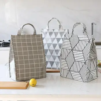 

Portable Grid Insulated Lunch Picnic Tote Cooler Bag Bento Box Storage Pouch Lunch Box Food Container