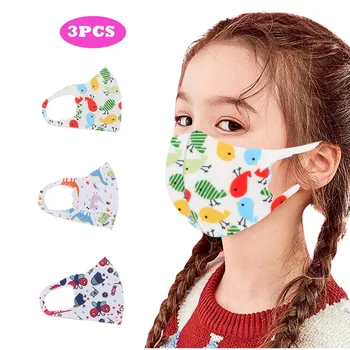 

3PCS Kids Printed Ice Silk Mask To Protect Against Dusts And Haze Mask MouthMask Washable bandana Reuse Face dropshipping#3