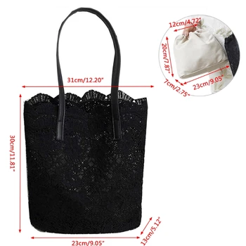 

2 in 1 Floral Lace Handbag Women Beach Messenger Bag Tote Boho Shoulder Bag