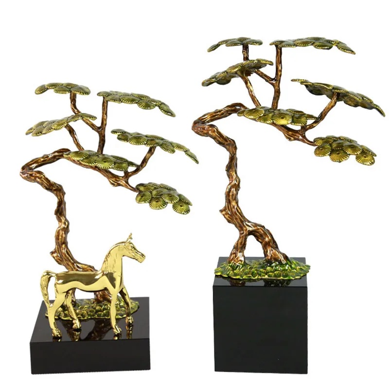 Китайский гость поздравительная сосновая статуя металлическая старинная