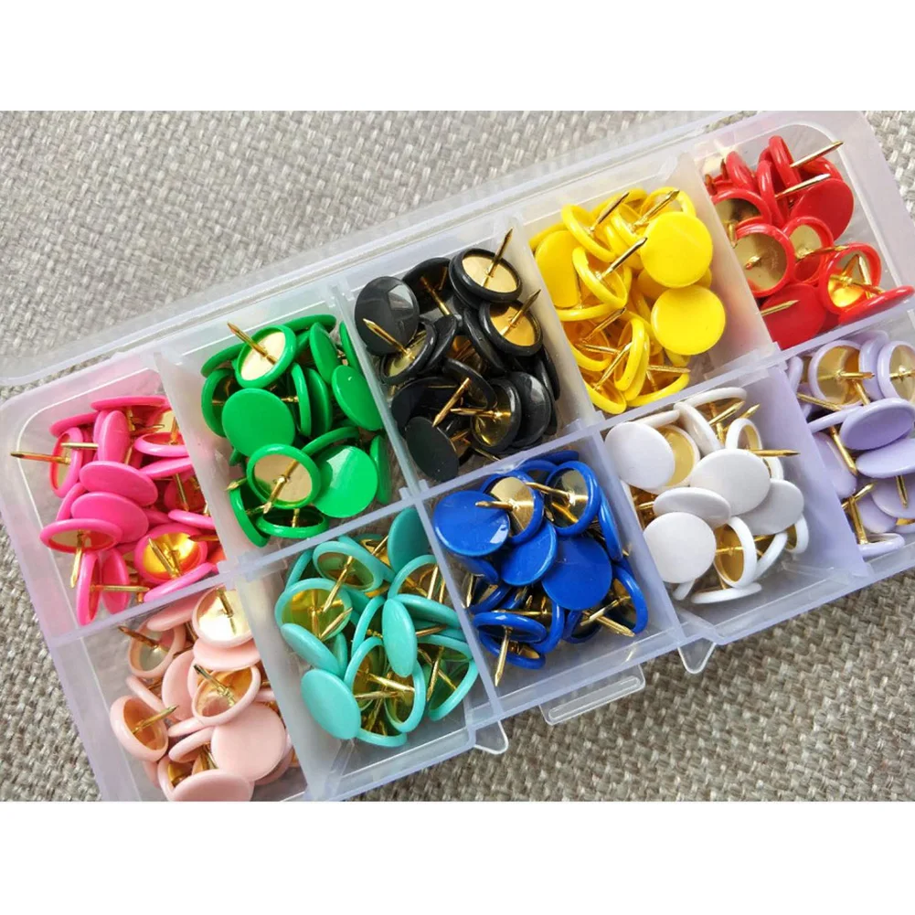 

300pcs School Photo Round Head Metal Point Map Office Craft Wall Push Pin Decorative Drawing Notice Multi Colors