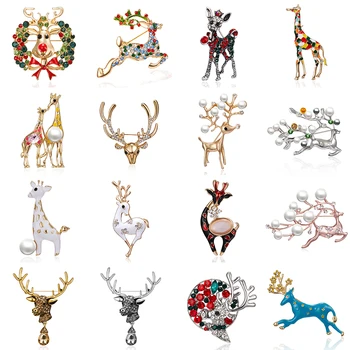 

Rinhoo Cute Little Deer Brooches for Women Deer Animal Brooches Pins Coat Lapel Jewelry Gift Christmas Reindeer Wreath Corsages