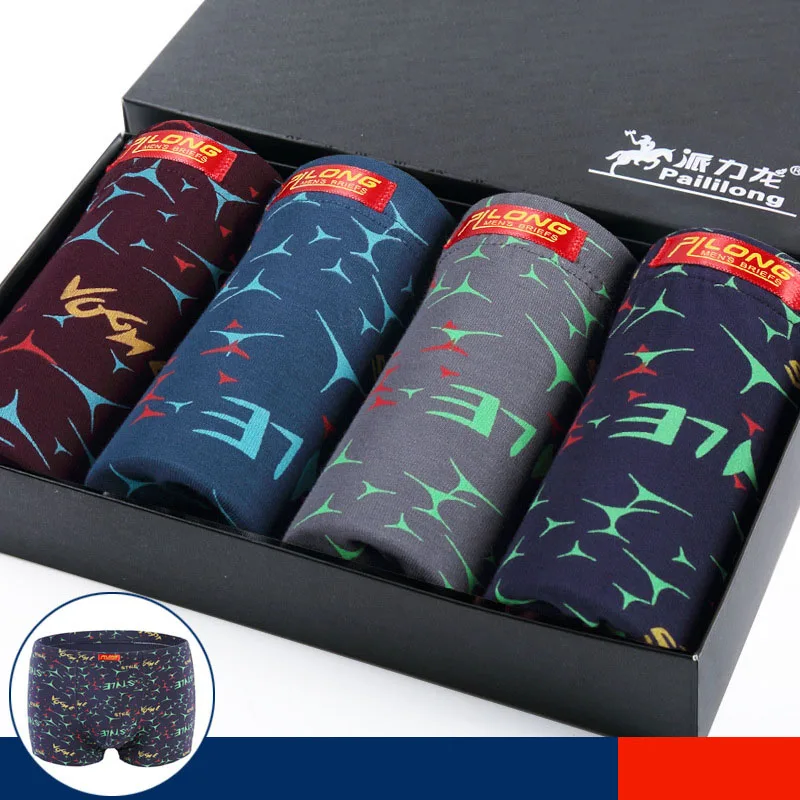 4PCS/Lot Men's Boxers Quality Modal Underwear Flat Pants L XL XXL XXXL Man Underpants Breathable Panties in Gift Box