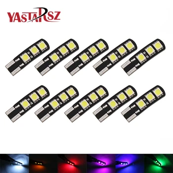 

10PCS T10 LED 194 168 W5W Bright Double No Error Canbus 6 SMD 5050 LED Car Interior Bulbs Parking Light Wide Lamps Warm White