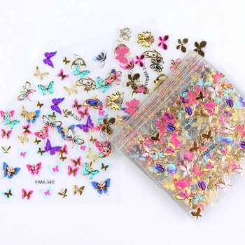 

30pcs Brand Nail Stickers Butterfly Heart Flowers Mixed Shapes Colorful Nail Decals Fashion Designs Nail Art Decorations RIKONKA