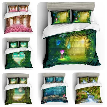 

HD 3DPrinting Cartoon Forest Duvet Cover Set Bedclothes Natural Scenery Bedding Sets All Size Duvet Cover with Pillowcases Child