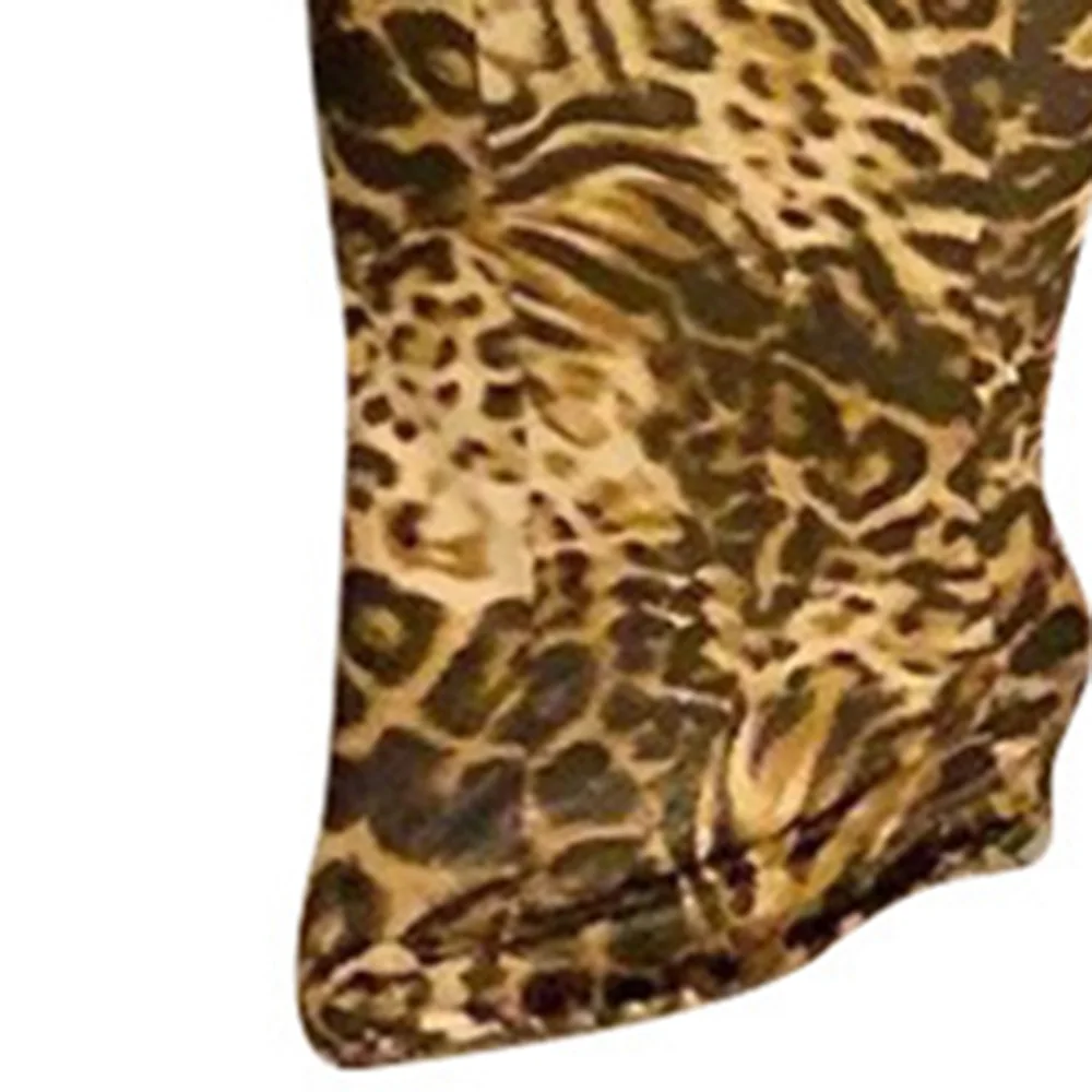 Высокие сапоги с леопардовым рисунком принтом платье длинными рукавами и Для