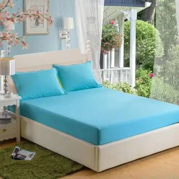 

50 Solid Color Fitted Sheet Blue Color Bed Sheet For Single Double Bed Kids Adults (no pillowcase)