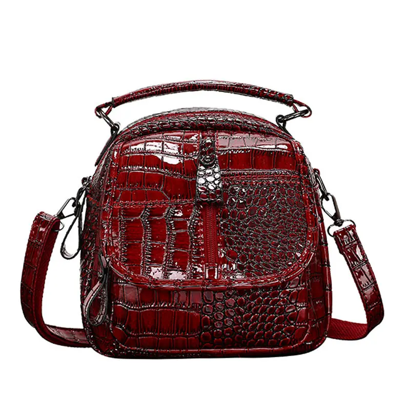 Маленький рюкзак для женщин, рюкзак с крокодиловым принтом, качественный повседневный рюкзак для женщин, женская сумка на плечо рюкзак для девочек - Цвет: red