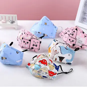 

1 Set Kid Mouth Mask+5Pcs Replaceable Filters Cartoon Mask PM2.5 Activated Carbon Dustproof Washable Face Mask for Child