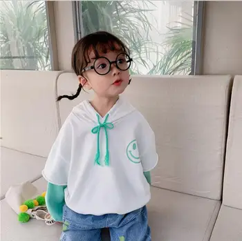 

2020 New Girls Boys Patchwork T-Shirt Spring Fashion Cotton Kids Hooded Sweatshirt 1-7t PO208