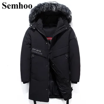 

2020 Winter New Down Jacket Men's Long Section Loose Size Trend Big Fur Collar Hooded Warm Coat Men's Jacket M---3XL