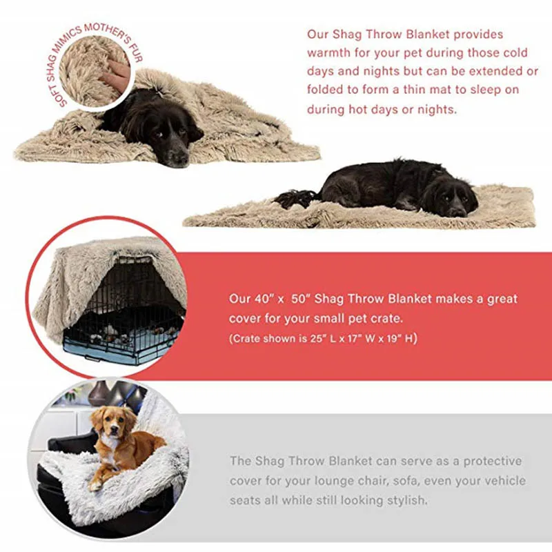 Домашнее животное зима плюшевый теплый спальный матрас Средний Большой одеяло для собак