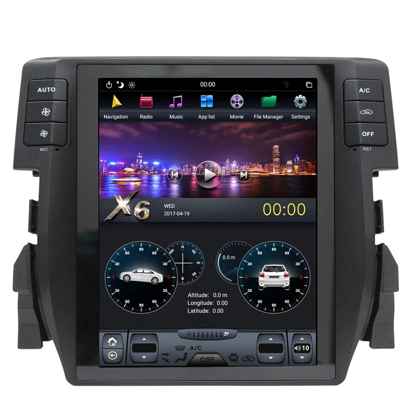 Clearance NAVITOPIA 10.4inch 4G+64GB Tesla Style Vertical Screen Android 8.1 Car DVD GPS Navigation for Honda Civic 2016 0