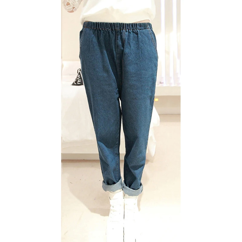 Модные свободные джинсы Mujer, джинсовые женские повседневные штаны-шаровары, Pantalon Jean Femme, корейский стиль, удобные - Цвет: Dark Blue
