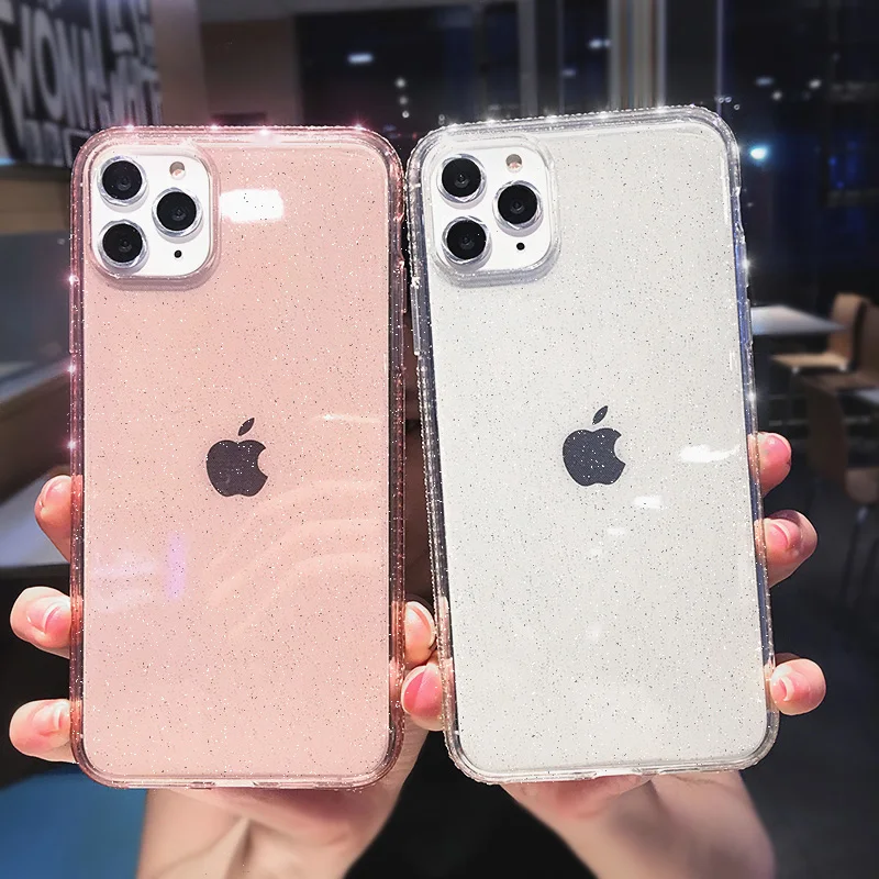 

moskado Glitter Transparent Phone Cover For iPhone 11 X XR XS Max Soft TPU Back Case For iPhone 6S 7 8 7Plus Jewelled Shiny Case