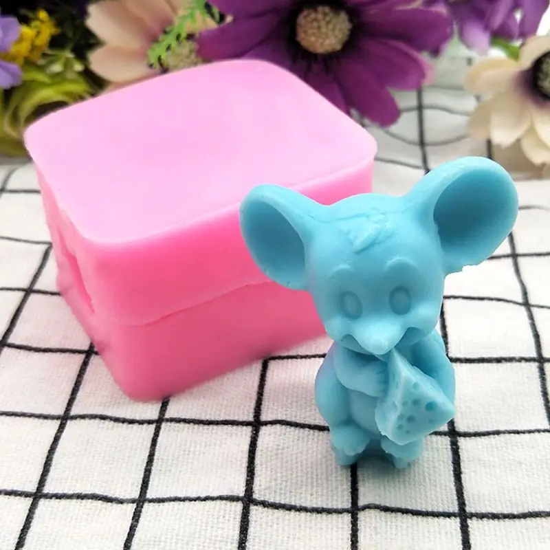 3D маленькая мышь стерео мусс торты силиконовая форма DIY свеча для украшения торта ароматический гипсовый пресс-формы