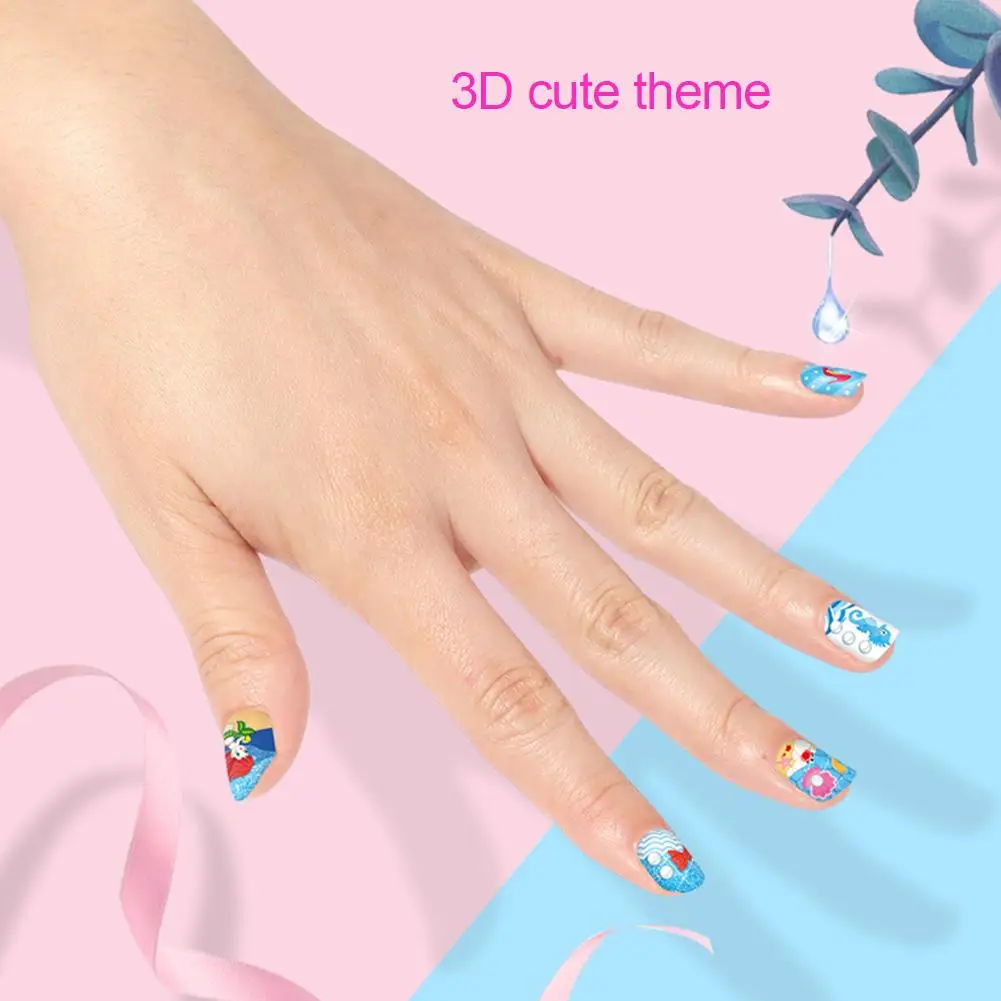 Детская игрушка для макияжа для девочек, набор 3D наклеек для ногтей, Детский Набор для творчества ручная работа, пластырь для ногтей, студия маникюра для девочек 7-12 лет