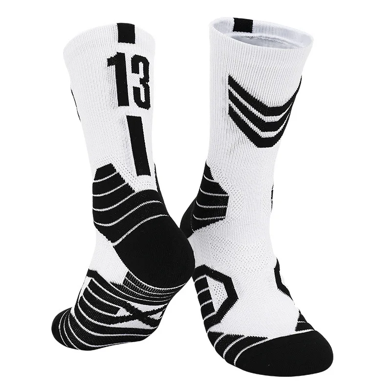 Trendy Man Basketball Socks Long Outdoor Breathable Cycling Socks Anti Slip Profession Basketball Number Men Running Socks