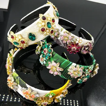 

2020 Fashion Pearl Headband Elegant Crystal Flower Headpiece Hair Accessories For Women Luxury Perfect Wedding Headband