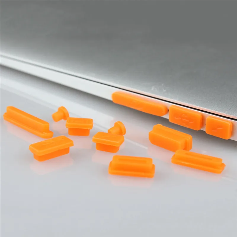 Силиконовые противопылевые пробки для Apple MacBook Pro 13 15 retina/Air 11 13 A1502 A1466 A1398 A1465 A1425 Mac book ports dust Plug - Цвет: Orange