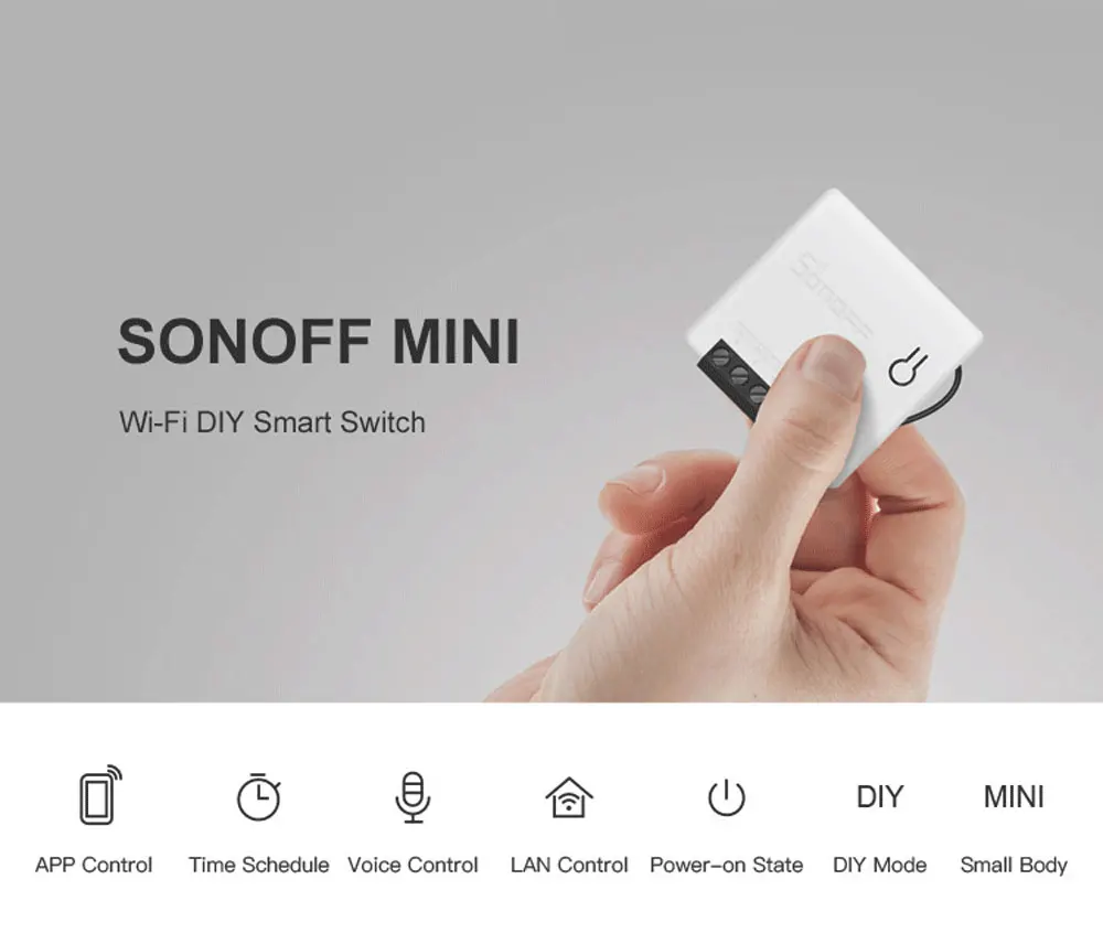 Sonoff Мини Wi-Fi умный переключатель маленький крошечный установлен в электропроводке коробка 2 way 10A Голосовое управление домашней автоматизации