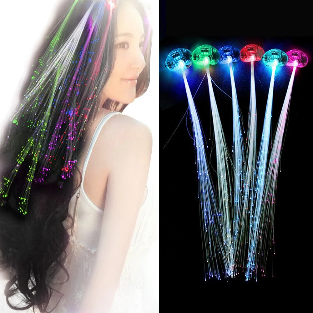 Light Up Fiber Optic LED Hair Lights Glow Hair Barrette Rave Party Halloween HOT 