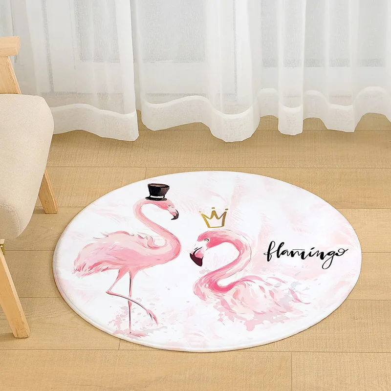 Cilected Розовый Единорог круглый ковер журнальный столик для гостиной Фламинго коврики для спальни кресла коврики для ванной нескользящие водонепроницаемые коврики - Цвет: NG017-5