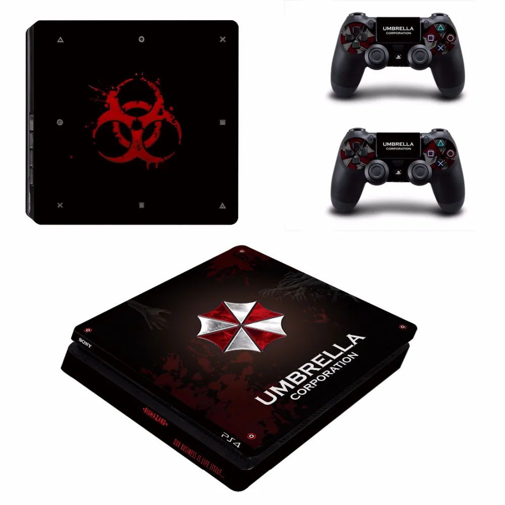 Adesivo de Pele Decalque para Playstation Biohazard Guarda-chuva Magro Adesivos Play Station 4 Console & Controlador Pele Ps4 - Image 2