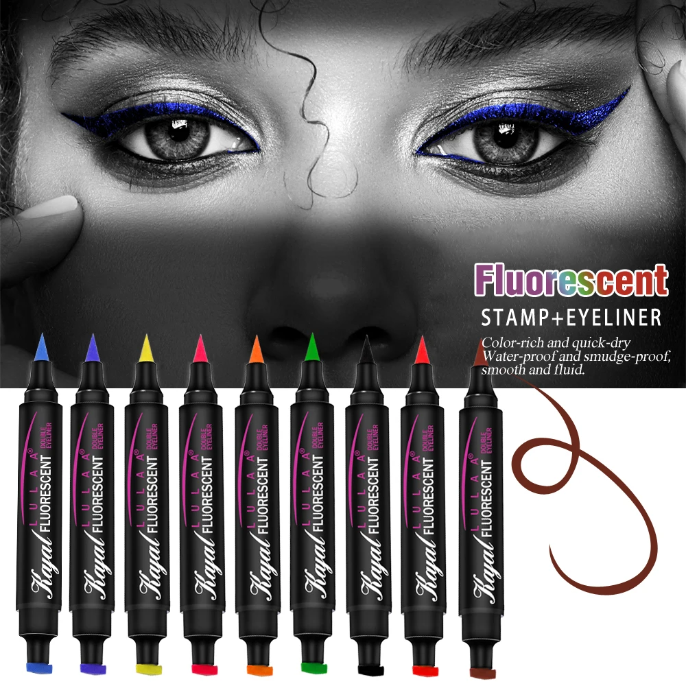 Double ended Eyeliner Colorful Seal Stamp Liquid Eyeliner Pen Waterproof Fast Dry Black Eye Liner Pencil 1 Double ended Eyeliner Colorful Seal Stamp Liquid Eyeliner Pen Waterproof Fast Dry Black Eye Liner Pencil 5