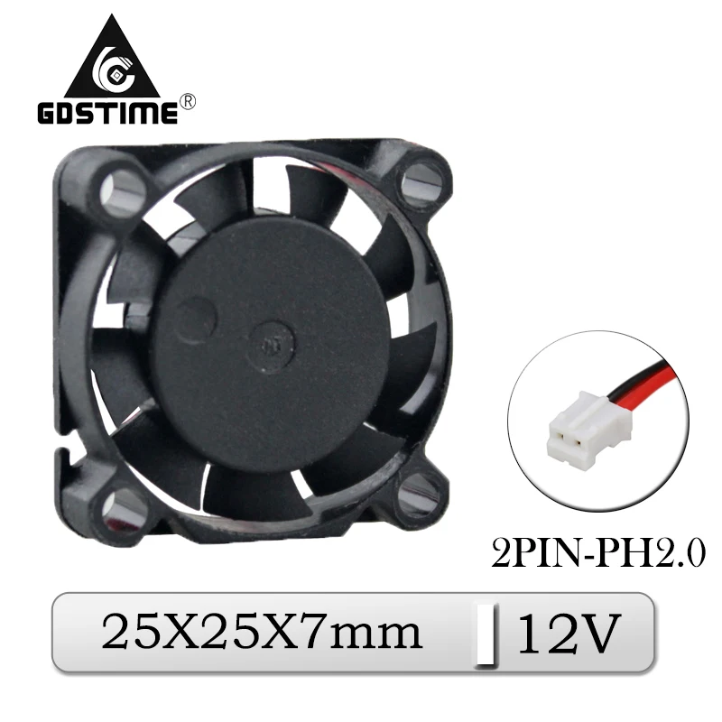 

1Pcs/Lot Gdstime DC 12V 25x25x7mm 25mm Mini Brushless Cooler Audio Cooling Fan 25x7mm 2cm Miniature Exhaust Radiator Fan