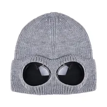 Knit Winter Warm Hat Ski Cap Detachable Glasses Windproof Ski Cap Suitable For Female Male Outdoor Sports