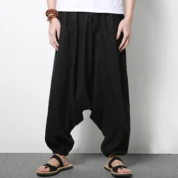 

Linen Cross-pants Summer Loose Oversize pants Black Brown Nepal Trousers Comfortable A2