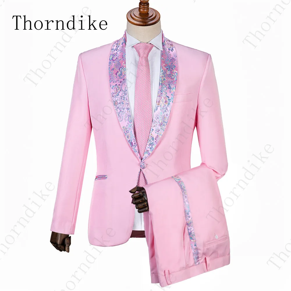 Thorndike костюм Homme Mariage, 2 предмета, мужской костюм для свадьбы, выпускного вечера, вечерние костюмы серого цвета с жаккардовым шалевым отворотом(пиджак+ брюки+ галстук - Color: suit 1