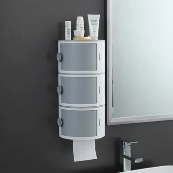 

New Bathroom Toilet Paper Stand Water-proof Wall-mounted Cosmetics Storage Shelf Rack Home Organizer Tray Plastic Makeup Box