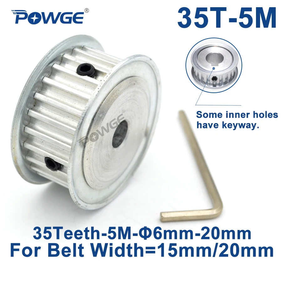 

POWGE 35 Teeth HTD 5M Synchronous Timing Pulley Bore 6/8/10/12/15/16/17/19/20mm for Width 15/20mm HTD5M wheel Gear 35Teeth 35T