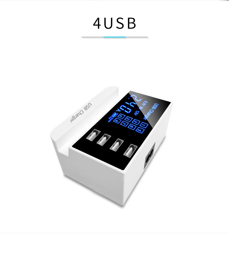 Мульти USB 4 порта зарядное устройство адаптер концентратор светодиодный дисплей подставка для мобильного телефона держатель для iPhone samsung Xiaomi настенное зарядное устройство Портативный
